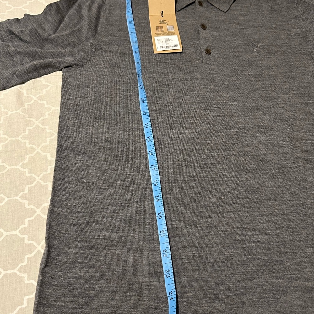 SOLD - BNWT Mens Burberry Merino Wool long sleeve polo - Picture 7 of 9